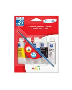 Lot de 5 gouaches essentielles & bourgeois avec pinceau