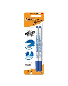 Blister de 2 feutres effaçable à sec fin bleu VELLEDA