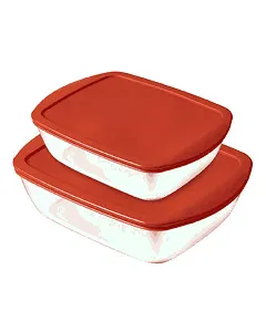 Lot de 2 boîtes de conservations avec couvercles rouge