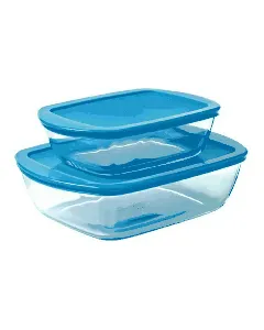 Lot de 2 boîtes de conservations avec couvercles bleu