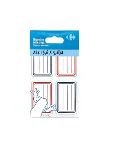 24 Etiquettes 36x56 mm bleu rouge