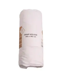 Drap housse blanc en coton