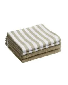 Lot de 2 essuie mains et 2 torchons beige