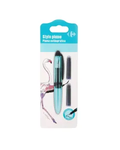 Stylo plume bleu + 2 cartouches