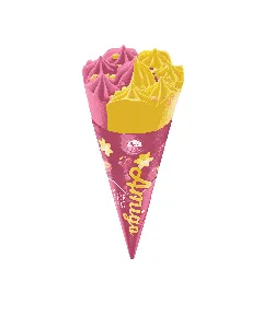 Glace cône framboise vanille