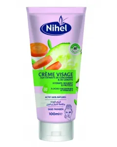 Crème visage extrait de Concombre et Carotte