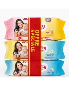 Lot de 3 Lingettes bébé eau thérmal 