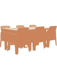 Salon de jardin 6 places Antalya marron