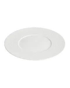 Assiette plate blanche martelée