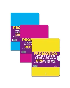 Lot de 3 cahiers piqure de 96 pages