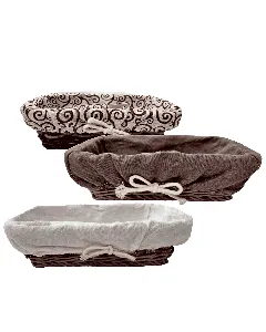 Corbeille à pain fil rotin + tissu 24 cm