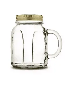 Chope en verre avec couvercle doré