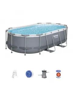 Piscine tubulaire ovale gris