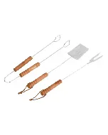 Accessoires barbecues avec manche en bois